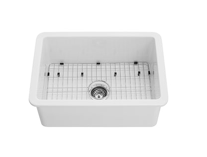 677mm Camden Fireclay Square Insert/Undermount Sink - Gloss White