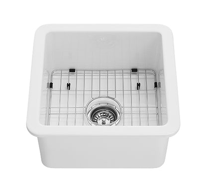 457mm Camden Fireclay Square Insert/Undermount Sink - Gloss White