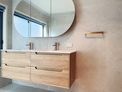 Byron 1200mm Natural Oak Wall Hung Cabinet Only Double Bowl