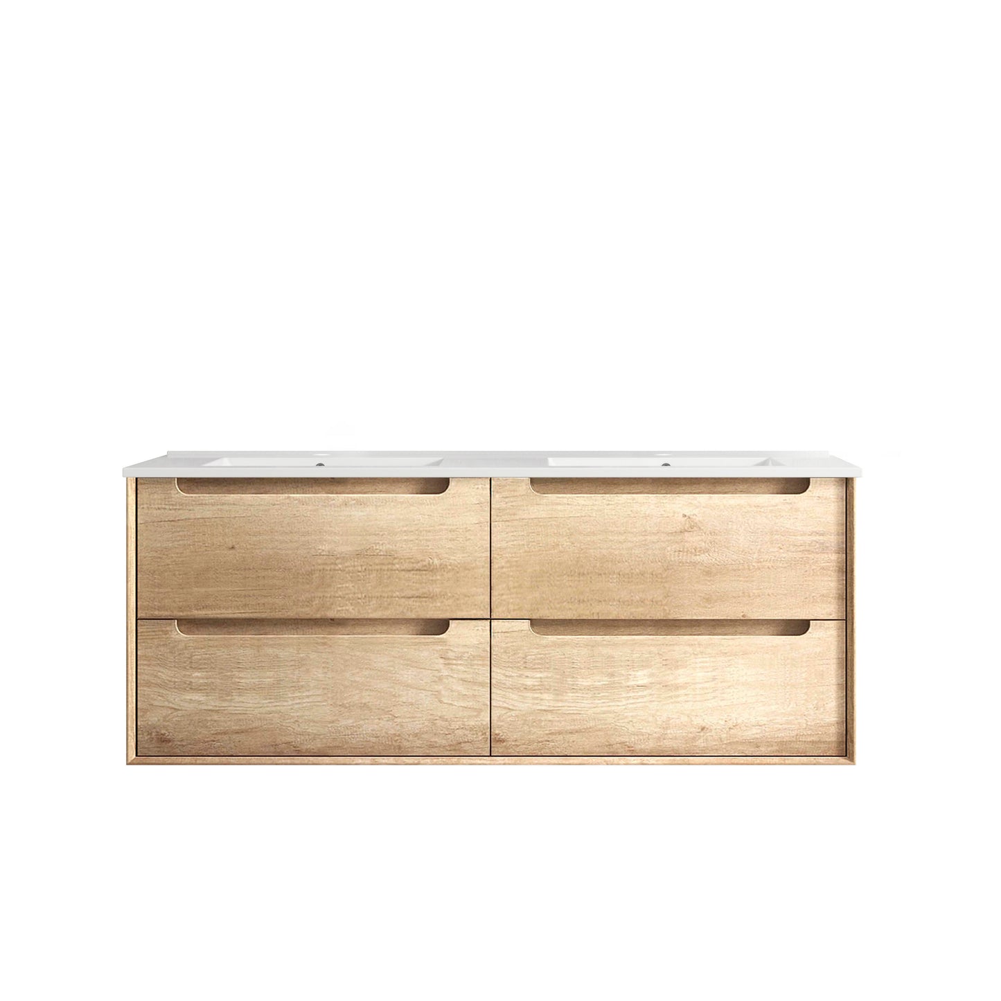Byron 1200mm Natural Oak Wall Hung Cabinet Only Double Bowl