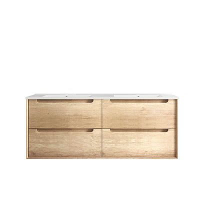 Byron 1200mm Natural Oak Wall Hung Cabinet Only Double Bowl