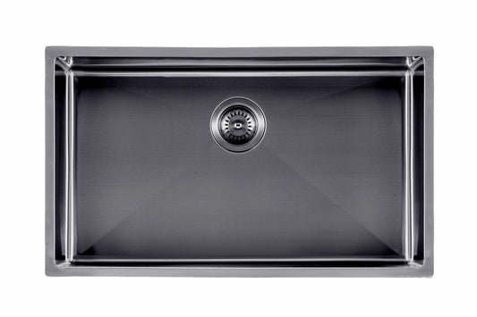 1.2mm Handmade Single Bowl Top/Undermount   Kitchen/Laundry Sink - Gun Metal Grey - 762x457x254mm