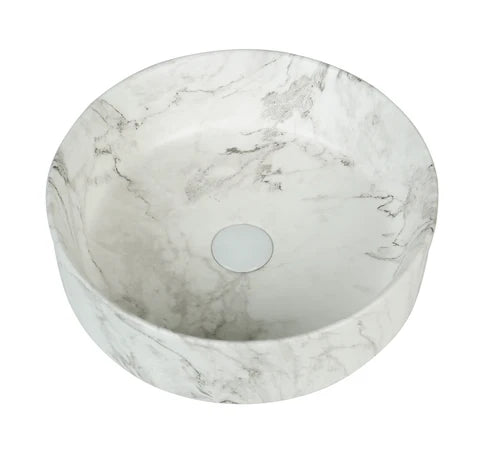 405*405*130mm Matte White with Delicate Stone-look Veining Above Counter Basin
