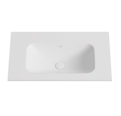 750mmx460mm Solid Surface Moulded Top - Matte White - No Tap Hole