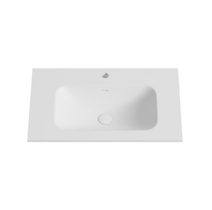 750mmx460mm Solid Surface Moulded Top - Matte White - No Tap Hole