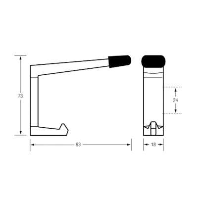 202C Coat Hook with Bumper – Concealed - With Screw Fixings