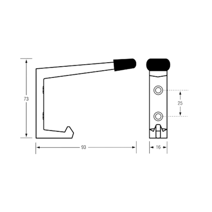 202 Coat Hook with Bumper – With Screw Fixings