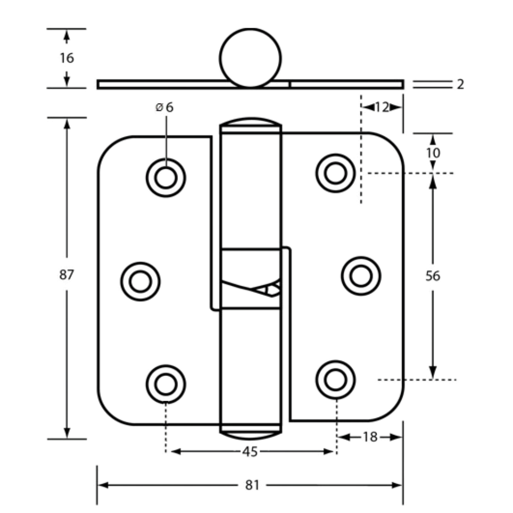 207C Gravity Hinge (Each) – With Screw Fixings