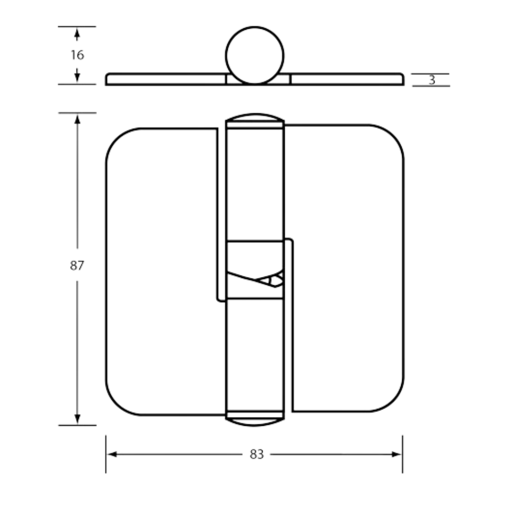 207C Gravity Hinge (Each) – With Screw Fixings