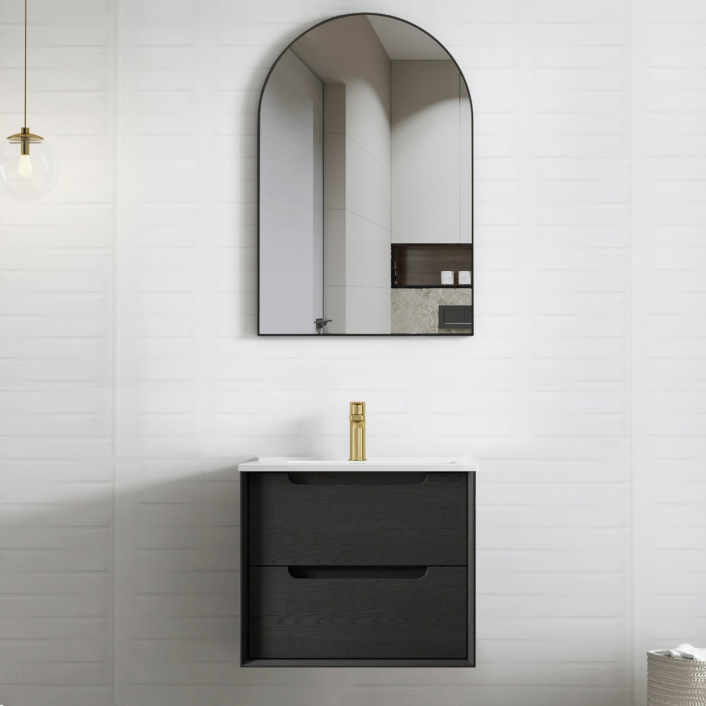 Byron 600mm Black Oak Wall Hung Cabinet Only