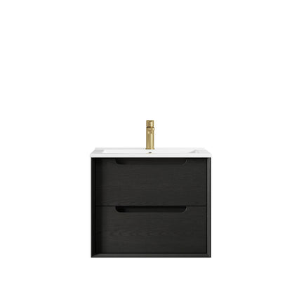 Byron 600mm Black Oak Wall Hung Cabinet Only