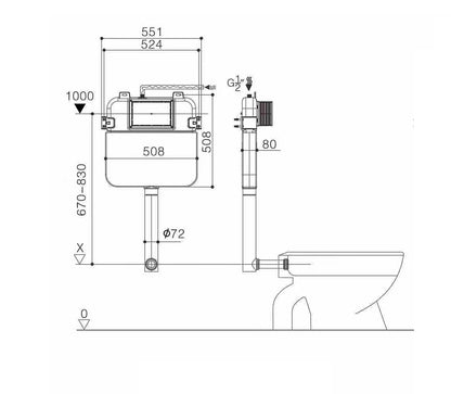 R&T Alpha Inwall Floorstanding Cistern