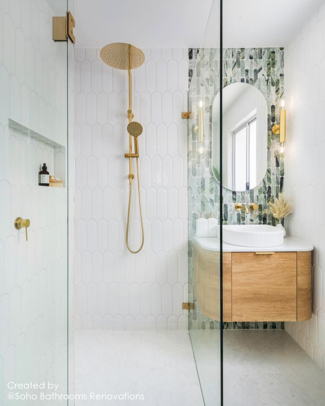 Bondi 750mm Natural Oak Wall Hung Curve Cabinet Only