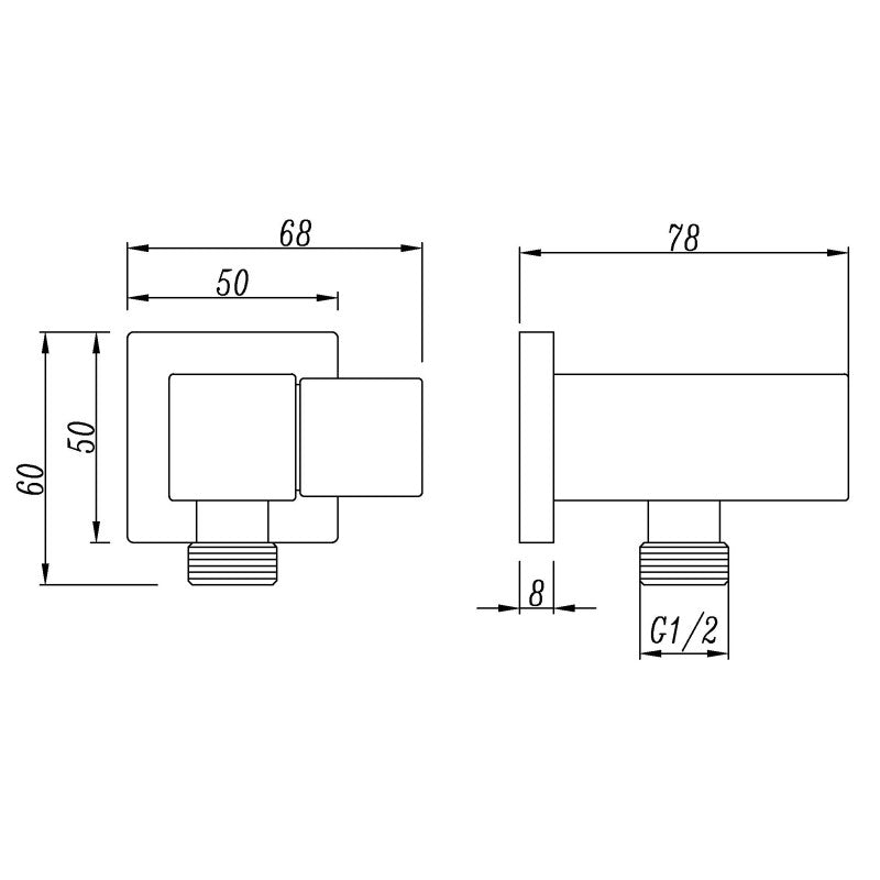 Square Black Shower Rail without Handheld Shower(Staineless Steel Hose)