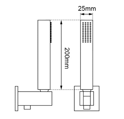 Square Brushed Brass Shower Rail with Handheld Shower(Stainless Steel Hose)