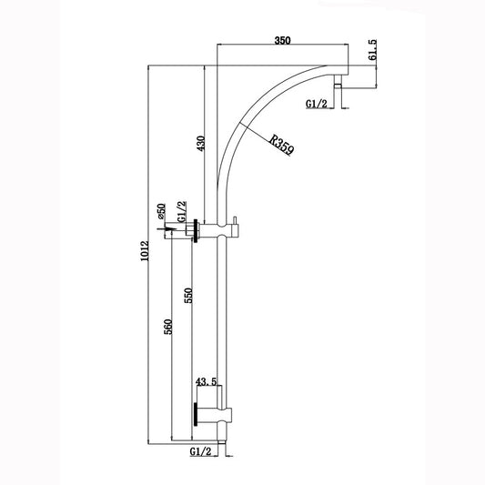 Round Black Shower Station without Shower Head and Handheld Shower(Stainless Steel Hose)