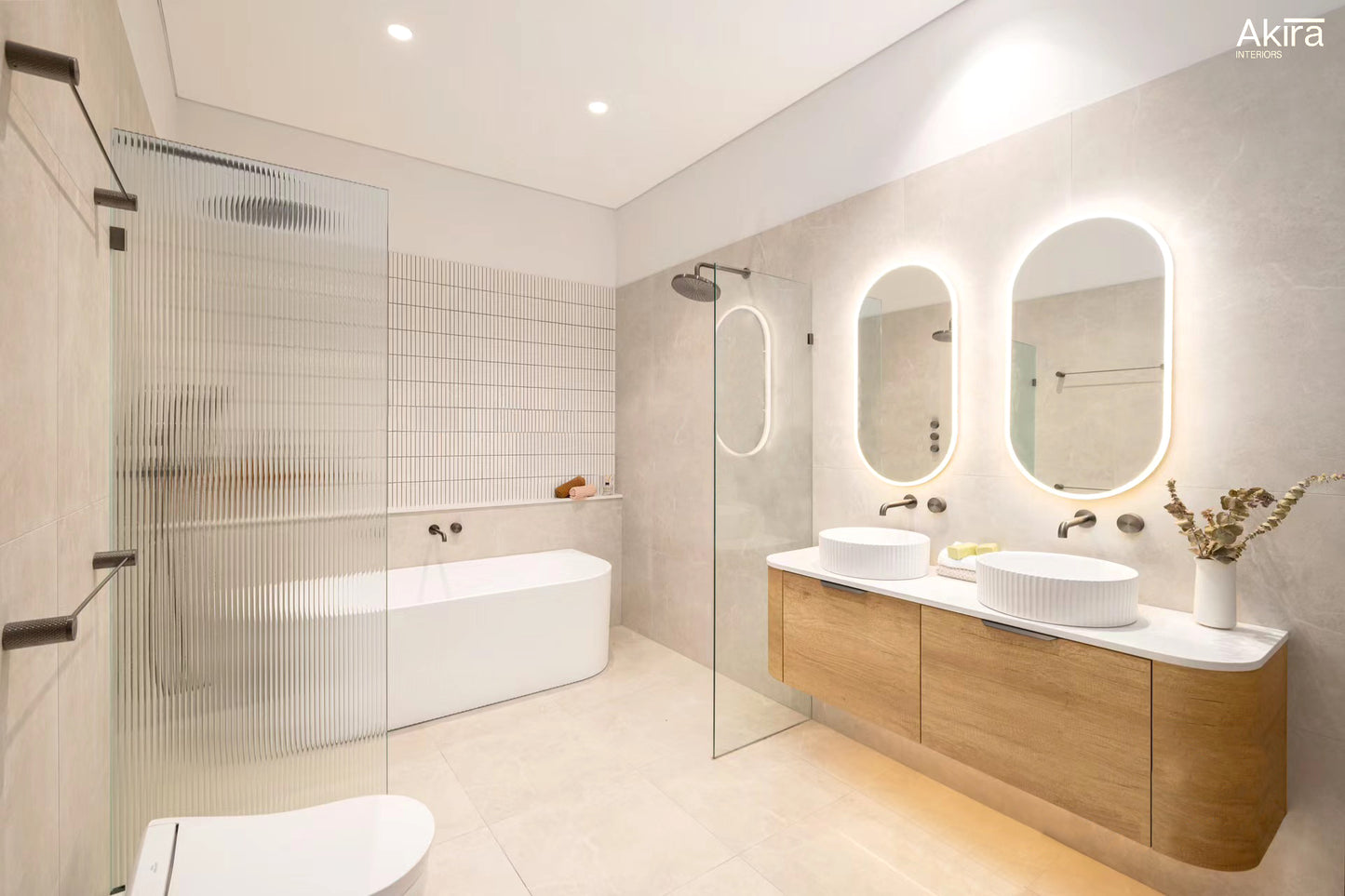 Bondi 1500mm Natural Oak Wall Hung Curve Cabinet Only