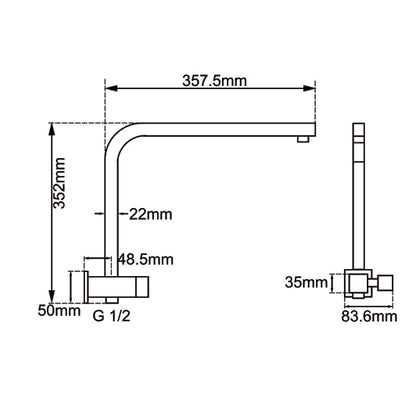 Square Chrome Shower Station without Shower Head and Handheld Shower(Stainless Steel Hose)