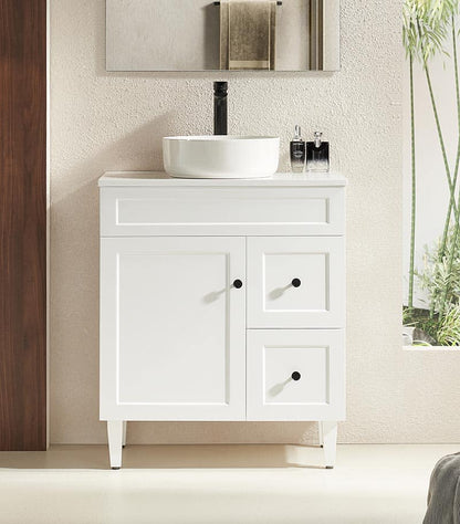 750mm Harrington Floor Vanity PVC Right Side Drawers - Cabinet Only - Matte White