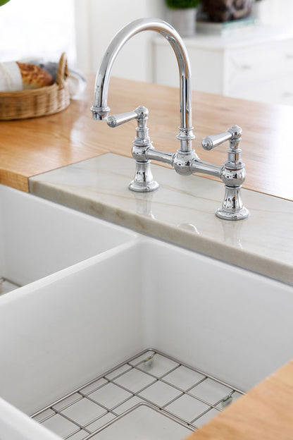 KIT - Novi 85x46 Fireclay Butler Sink â€“ Gloss White With Overflow Incl. Waste