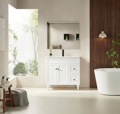 900mm Harrington Floor Vanity PVC Right Side Drawers - Cabinet Only - Matte White