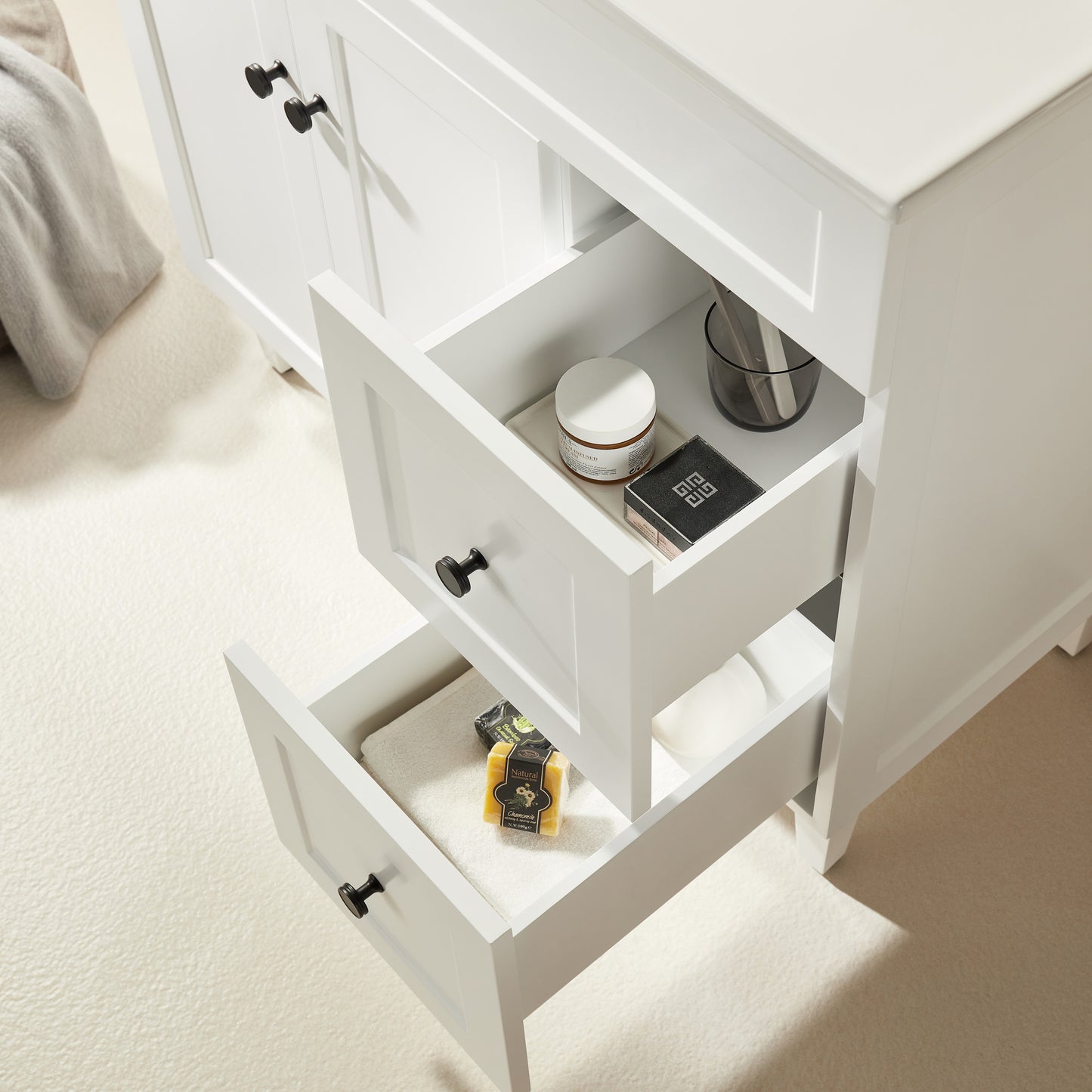 900mm Harrington Floor Vanity PVC Right Side Drawers - Cabinet Only - Matte White