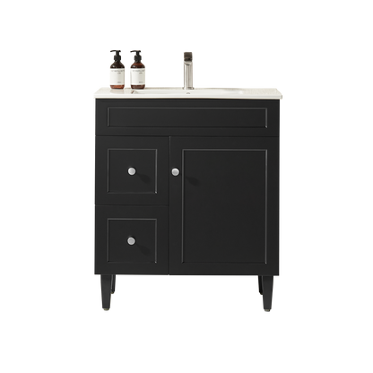 750mm Harrington Floor Vanity PVC Left Side Drawers - Cabinet Only - Matte Black