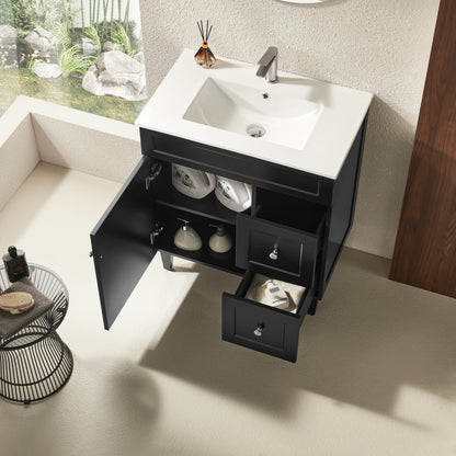 750mm Harrington Floor Vanity PVC Right Side Drawers - Cabinet Only - Matte Black