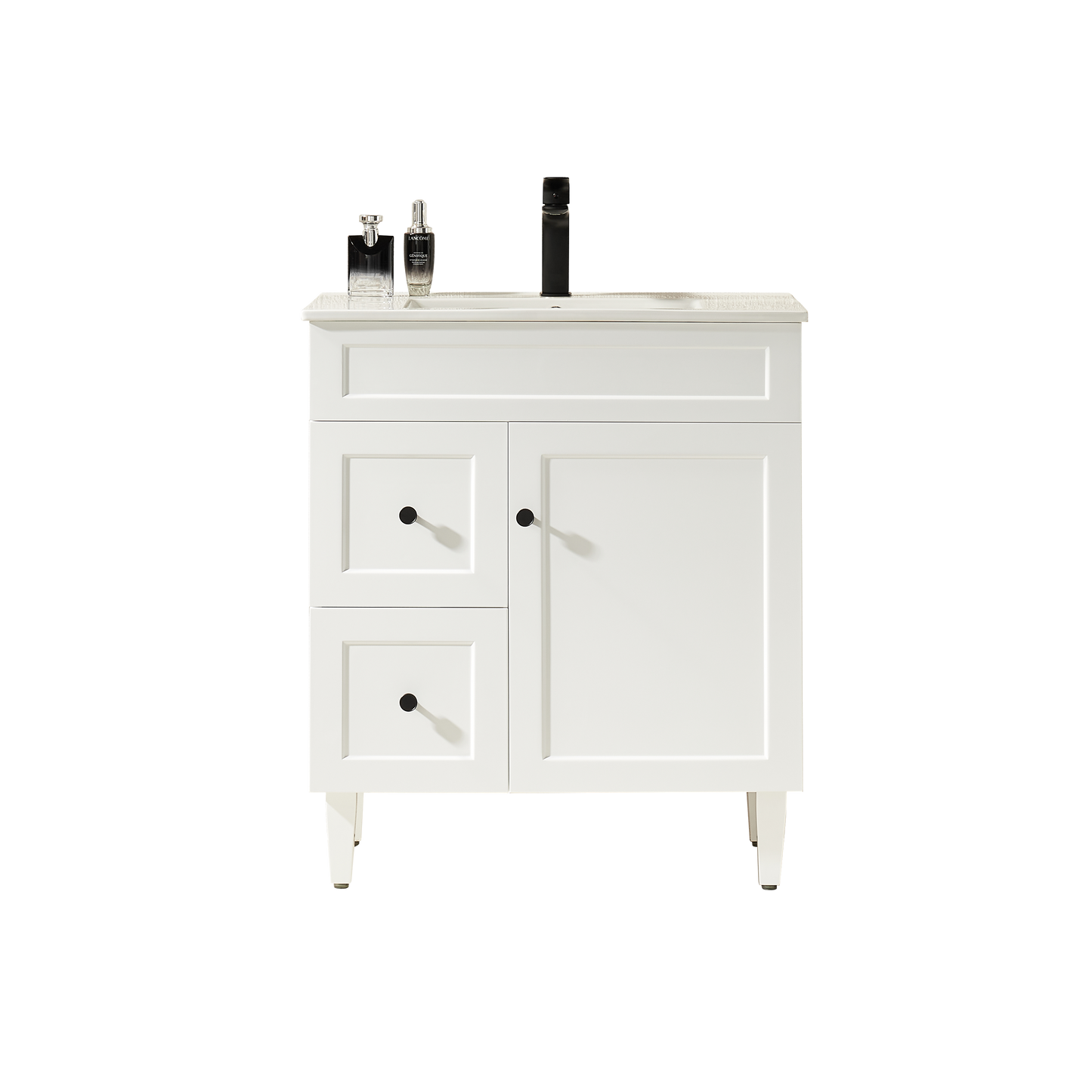 750mm Harrington Floor Vanity PVC Left Side Drawers - Cabinet Only - Matte White