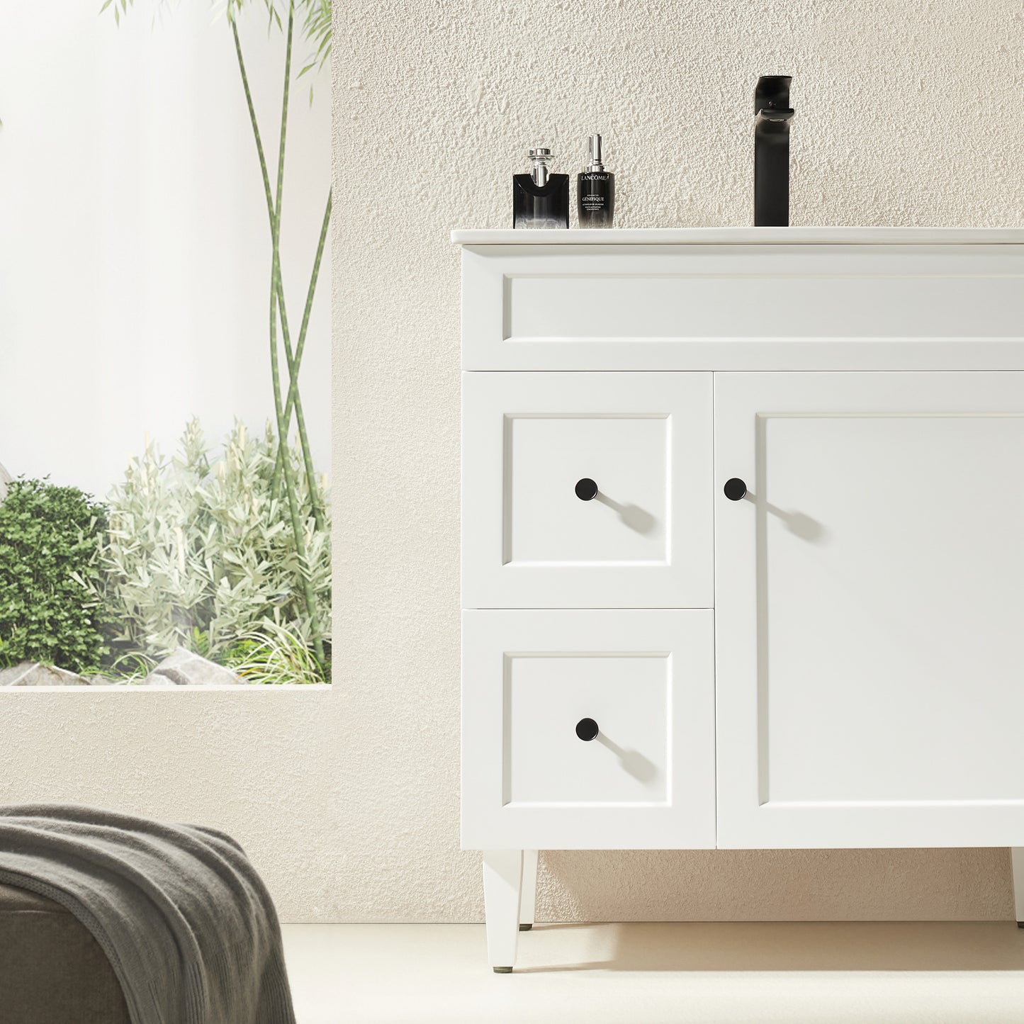 750mm Harrington Floor Vanity PVC Left Side Drawers - Cabinet Only - Matte White