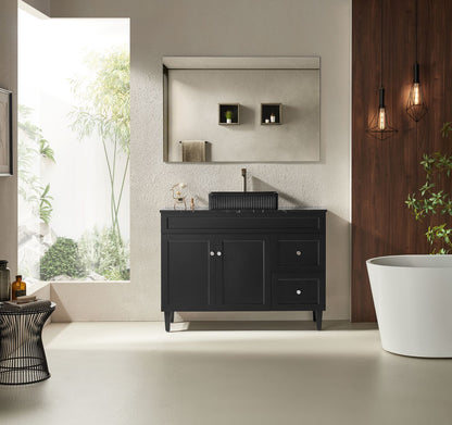 1200mm Harrington Floor Vanity PVC Right Side Drawers - Cabinet Only - Single Bowl - Matte Black