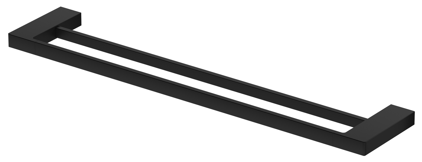 Milos Double Towel Rail - 400mm - Black