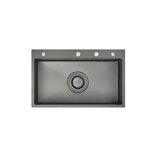 770mm Gun Metal PINIZ Single Bowl Workstation Kitchen Sink - Slide Lip - Nano Coated Embossed Stainless Steel - Anti-Scratch