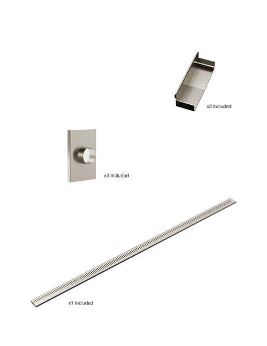 K1 Ezy-3000mm VL / Endcap / 50mm Outlet - Brushed Nickel