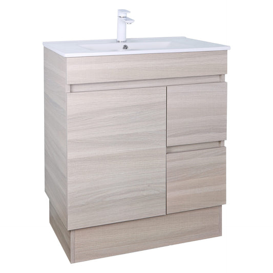750mm Evie Floor Vanity PVC Right Side Drawers - Cabinet Only - Oak