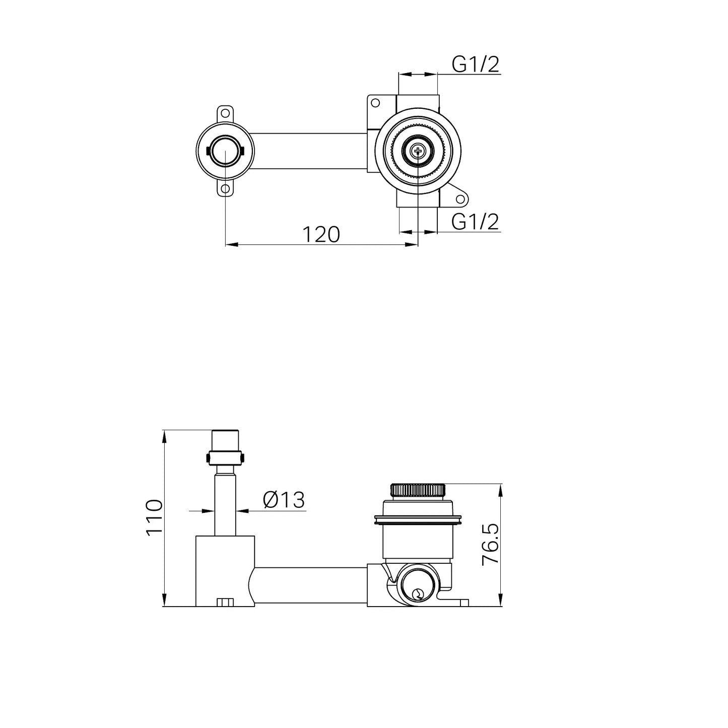 Serenity Progressive Wall Basin Mixer Body Only