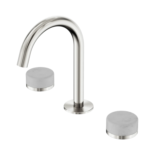 Serenity Basin Set Arc Spout With Carrara Handle Brushed Nickel