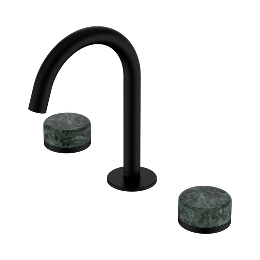 Serenity Basin Set Arc Spout With Verde Alpi Handle Matte Black