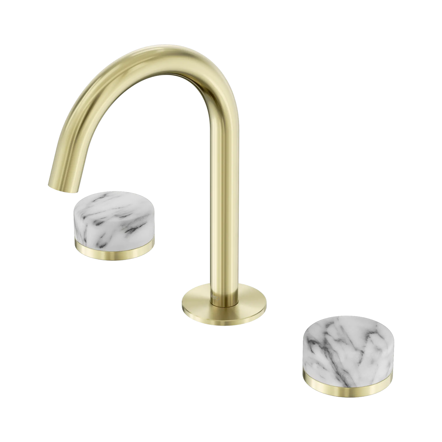 Serenity Basin Set Arc Spout With Arabescato Corchia Handle Brushed Gold