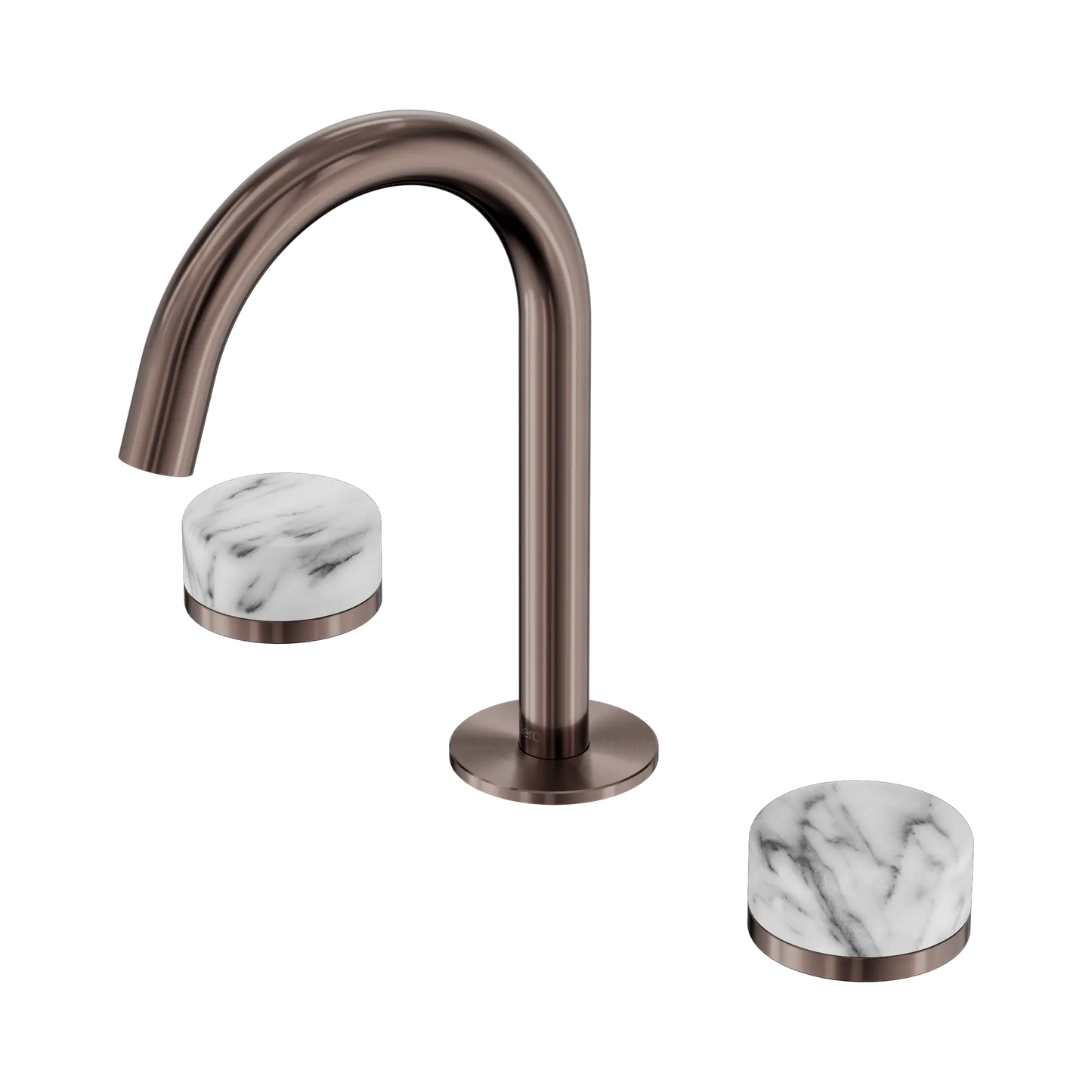Serenity Basin Set Arc Spout With Arabescato Corchia Handle Brushed Bronze