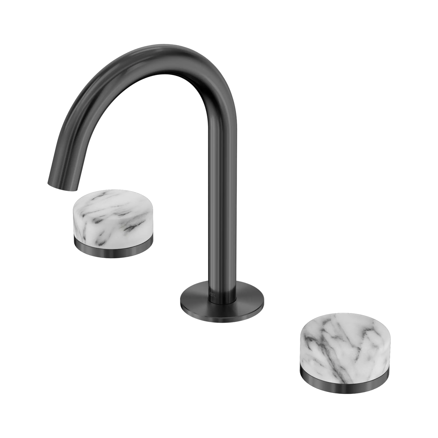 Serenity Basin Set Arc Spout With Arabescato Corchia Handle Gun Metal