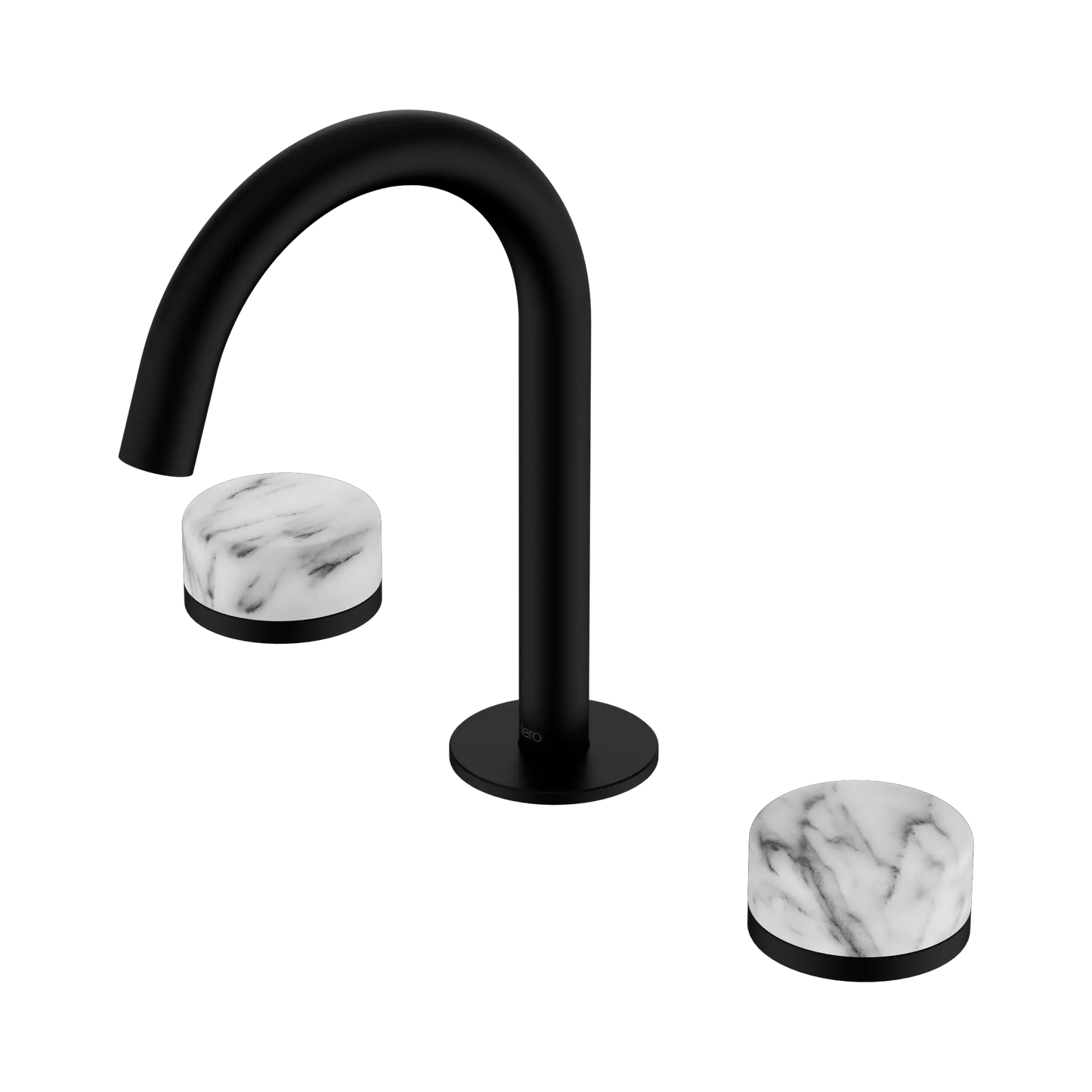 Serenity Basin Set Arc Spout With Arabescato Corchia Handle Matte Black