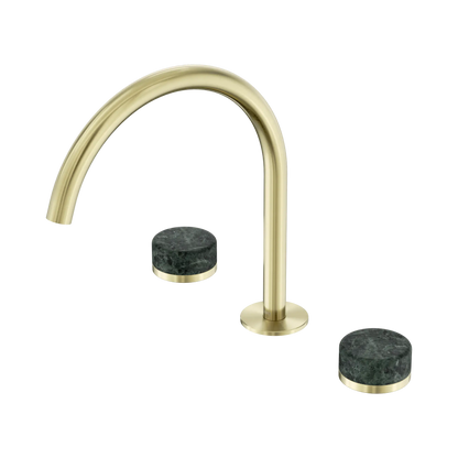 Serenity Bath/Kitchen Set Arc Spout With Verde Alpi Handle Brushed Gold