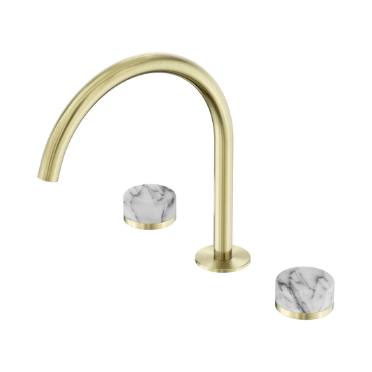 Serenity Bath/Kitchen Set Arc Spout With Arabescato Corchia Handle Brushed Gold