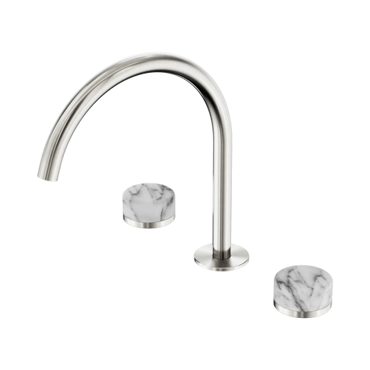Serenity Bath/Kitchen Set Arc Spout With Arabescato Corchia Handle Brushed Nickel