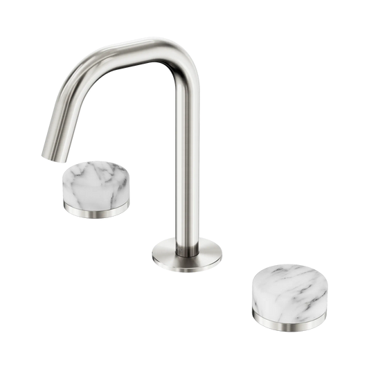 Serenity Basin Set Edge Spout With Arabescato Corchia Handle Brushed Nickel