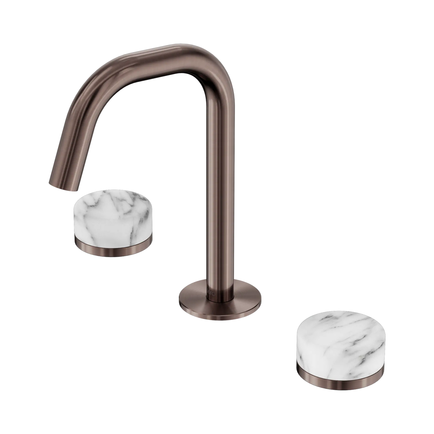 Serenity Basin Set Edge Spout With Arabescato Corchia Handle Brushed Bronze