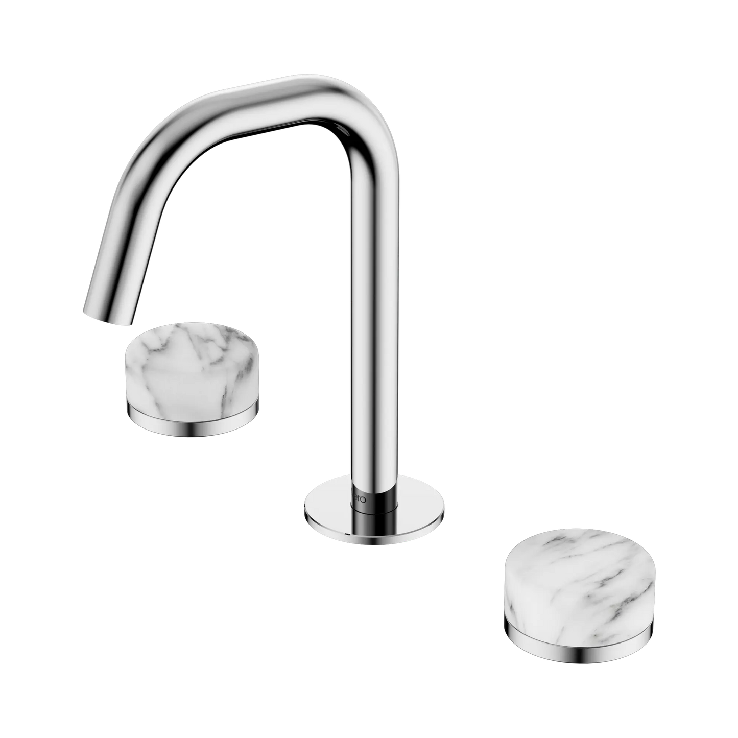 Serenity Basin Set Edge Spout With Arabescato Corchia Handle Chrome