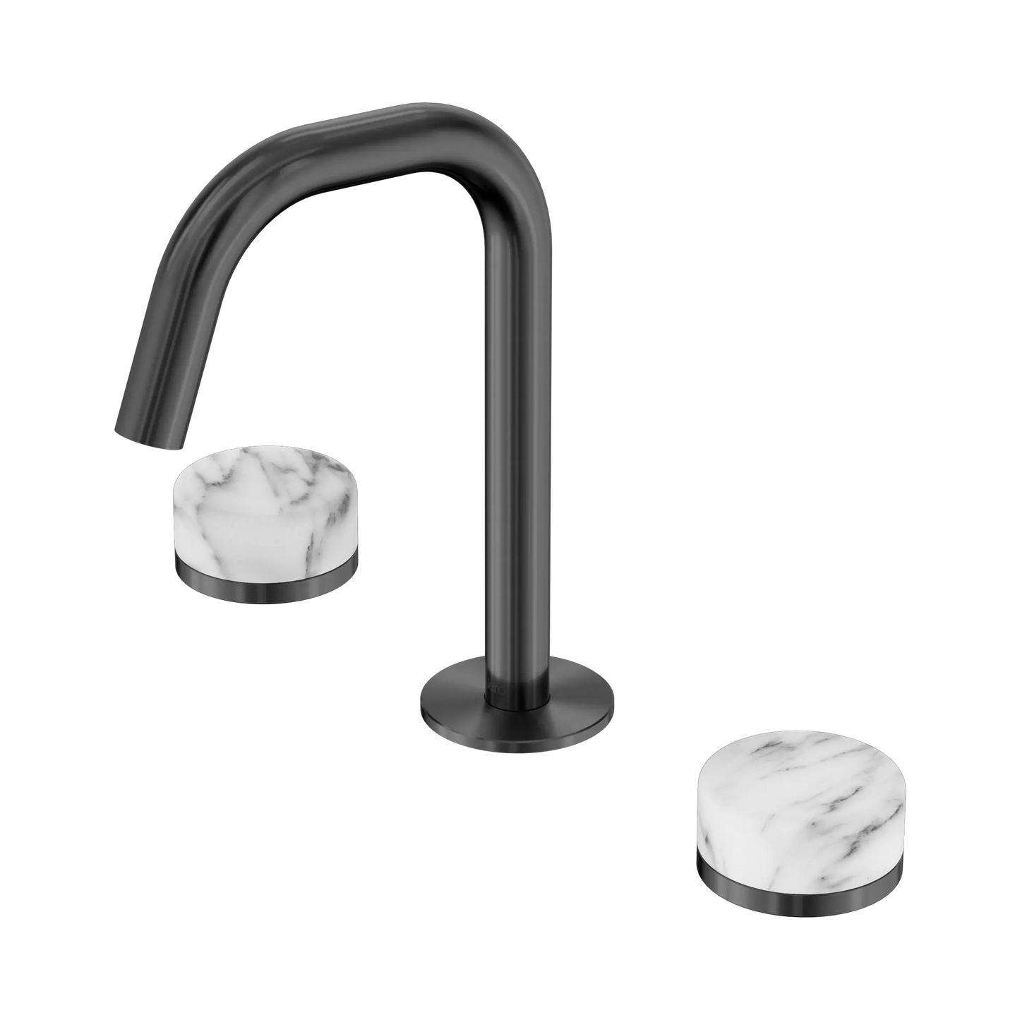 Serenity Basin Set Edge Spout With Arabescato Corchia Handle Gun Metal