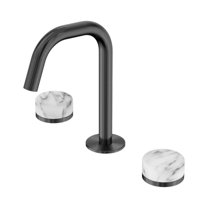 Serenity Basin Set Edge Spout With Arabescato Corchia Handle Gun Metal